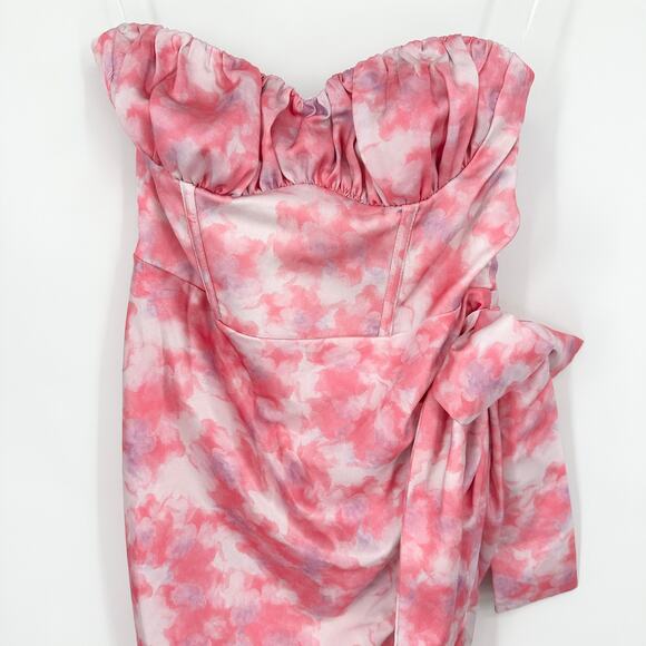 Hello Molly Date Nights Approved Midi Dress Strapless Ruched Bow Tie Dye NWT - Picture 7 of 14